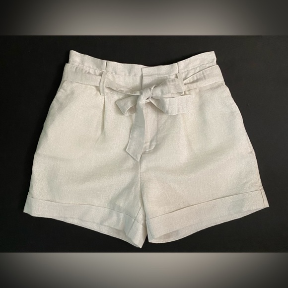 A New Day Paperbag Belted High Rise Linen Shorts Women’s Size XS pleated - Picture 3 of 14